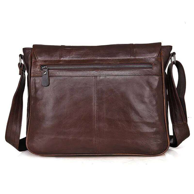 Nesitu High Quality Coffee First Layer Genuine Leather Cross Body Men Messenger Real Skin Shoulder Bags #M7338
