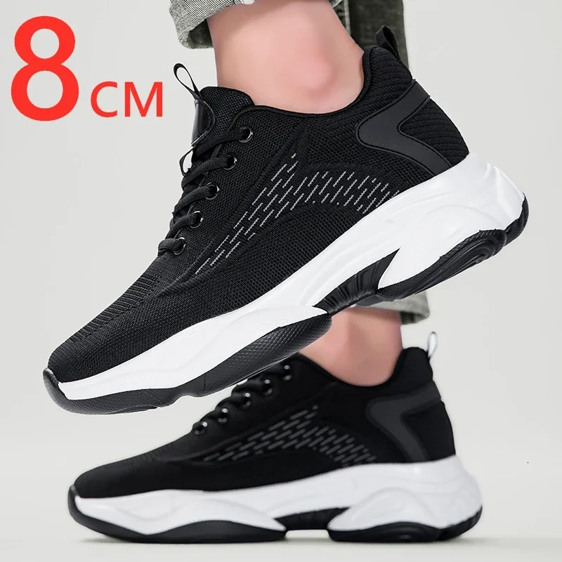 Summer Lift Sneakers Men Elevator Shoes Height Increasing Shoes for Man Insoles 8CM Hidden Heels Sports Inner Heightening Shoes 250603