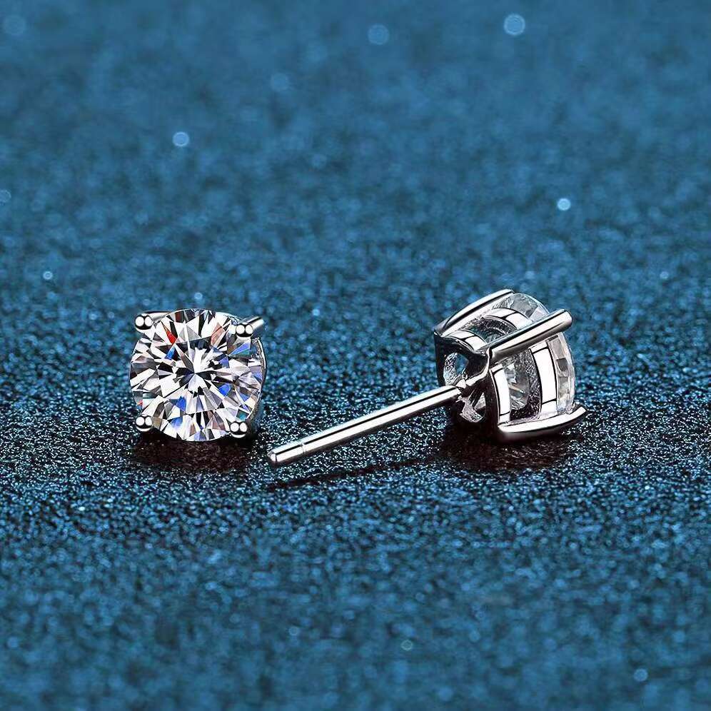 925 Silver Moissanite Stud Earrings Jewelry Sparkling Diamond Earrings Luxury