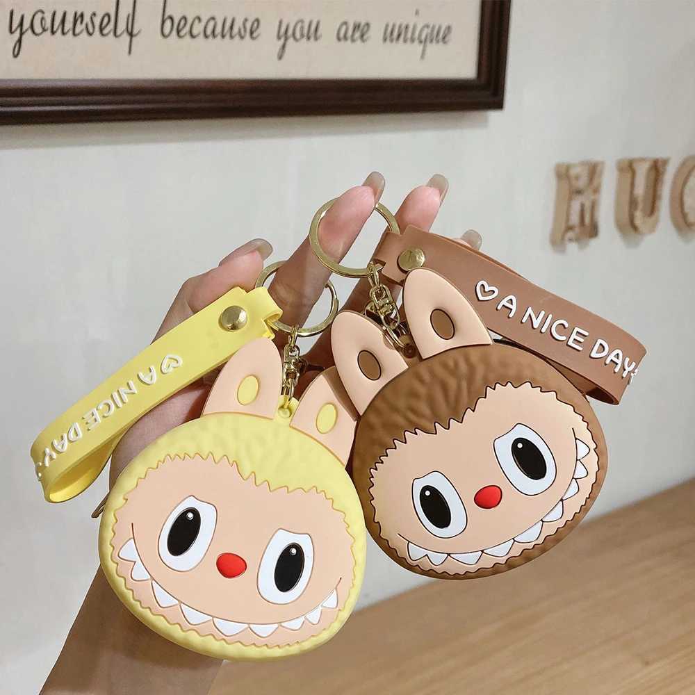 Labubu The Monsters Kawai Keychain Wallet Coin Purse Earphone Organizer Data Cable Organizer Bag Key Ring GiftsXJ250607