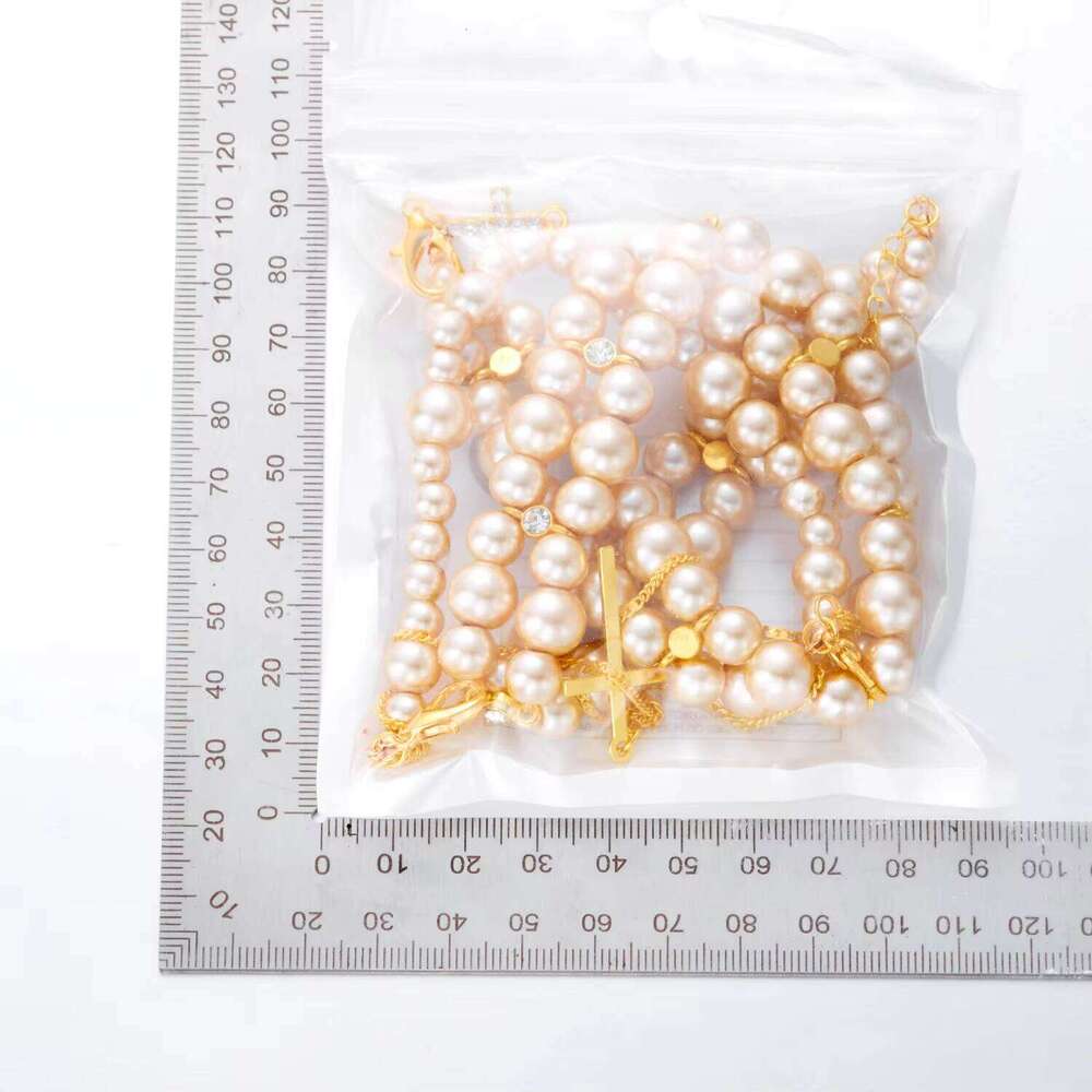 Multi-layer Imitation Pearl Beads for Women Wedding Cross Pendant Necklace Jewelry Accessories
