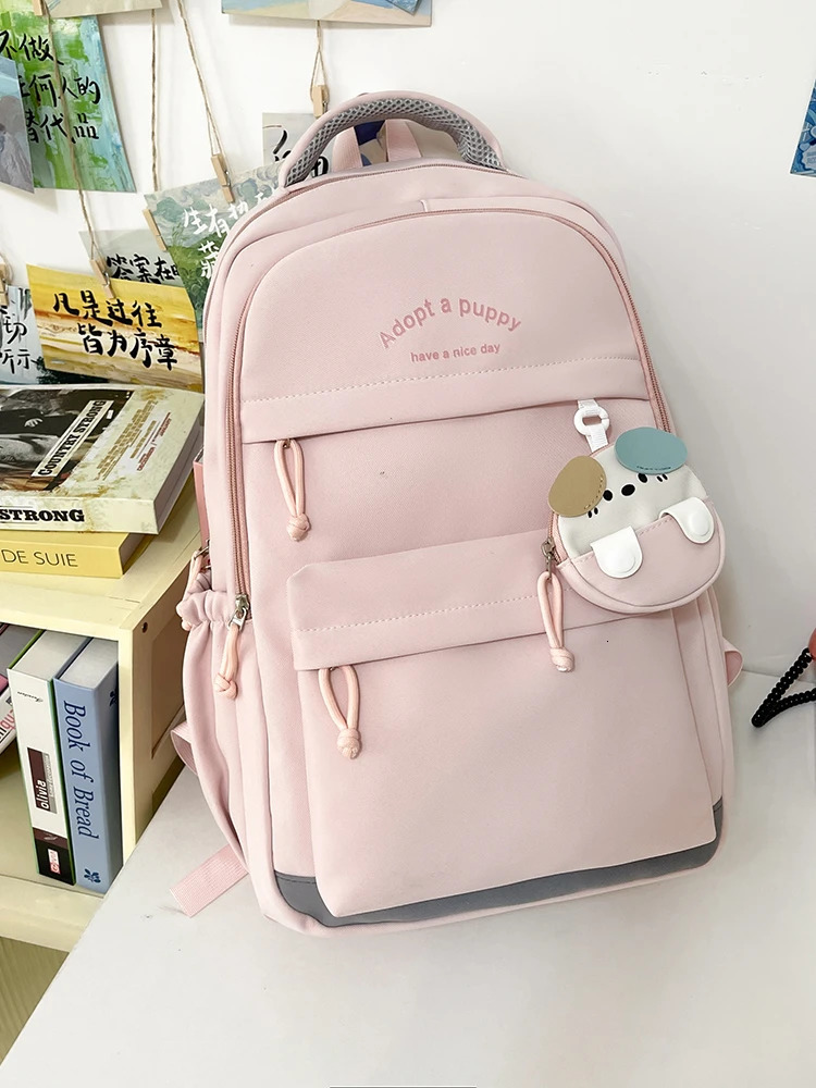 Trendy Cute DoubleShoulder Backpack Lightweight Waterproof LargeCapacity Schoolbag for MiddleHigh School and College Students 250605