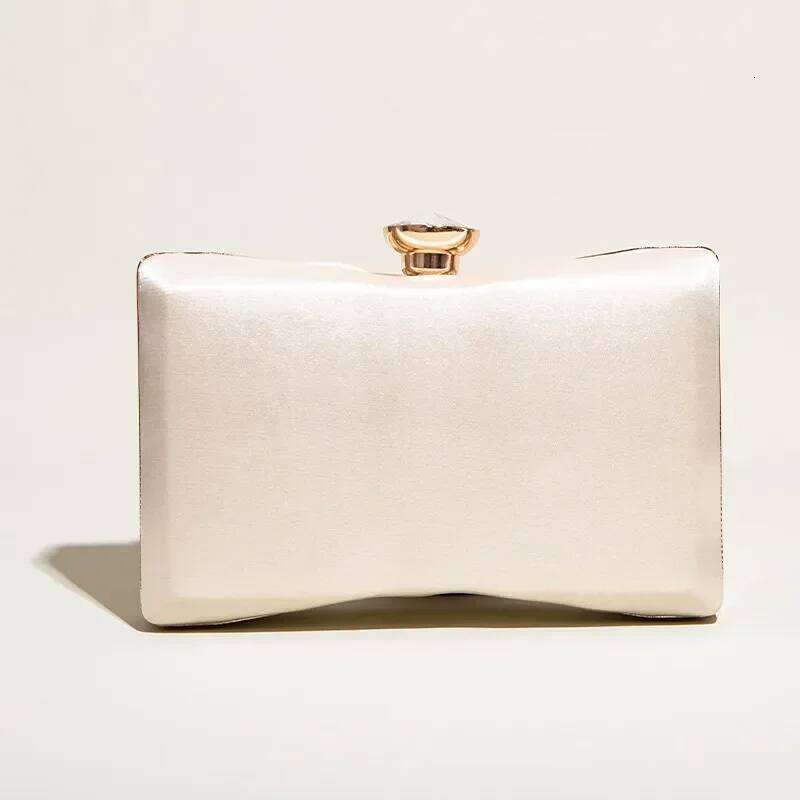 Elegant Satin Evening Clutches For Women Ladies Suower Rhinstone Champagne Fabric Handbags Chic Designed Wedding Purse