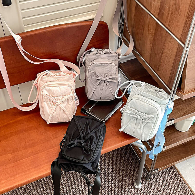 Korean Style Crossbody for Women 2025 New Simple Bowknot Small Square Casual Outdoor Phone Versatile Water Bottle Bag