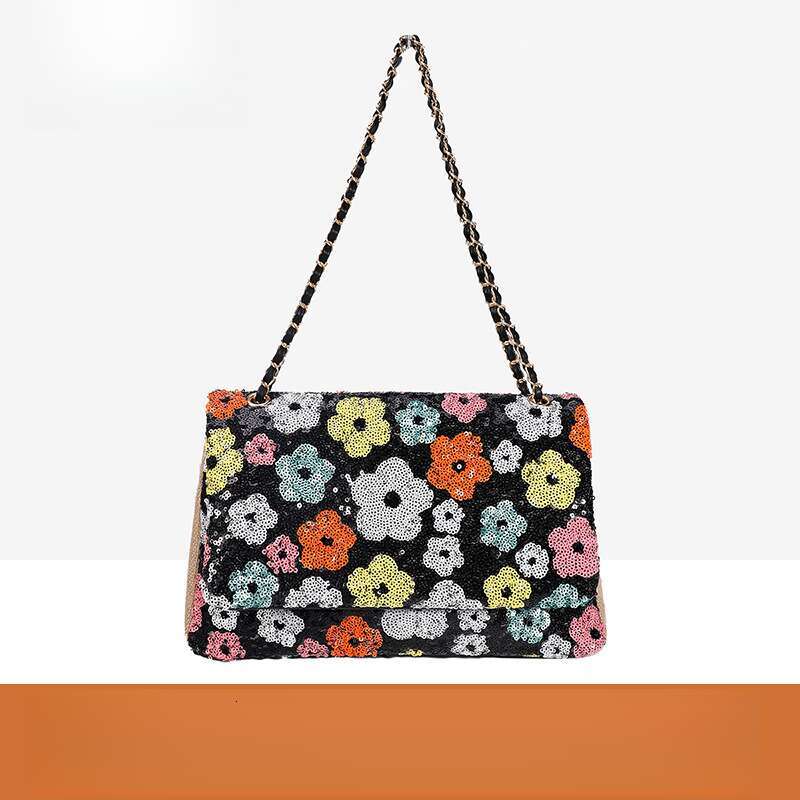 Designer bags Chain Sequin Shoulder 2024 New Embroidered Flower Women's Niche Design Underarm Bag
