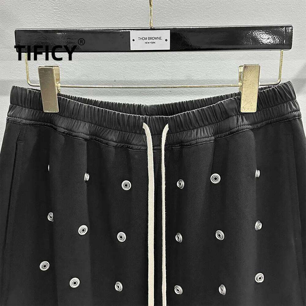 TIFICY High Street Cotton Pants Men's Summer Punk Multi Willow Nail Dark Loose Fit Five Inch Mid Length Sweatpants Casual Shorts