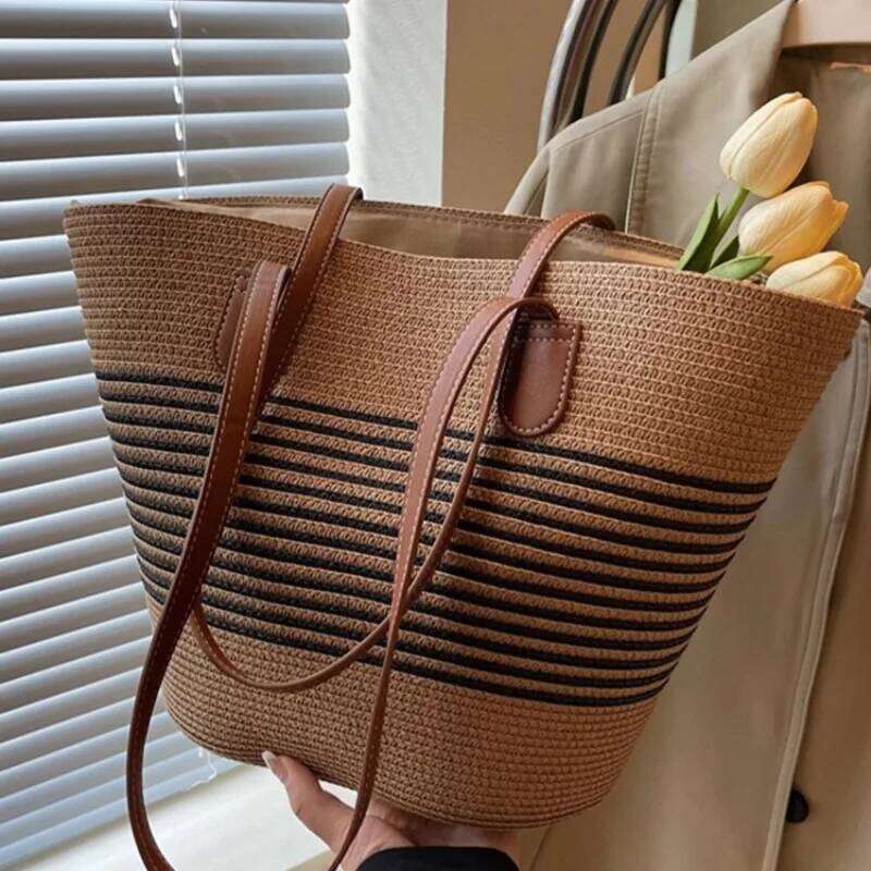 Straw women s summer inswind new beach seaside outdoor travel vacation large capacity shoulder bag