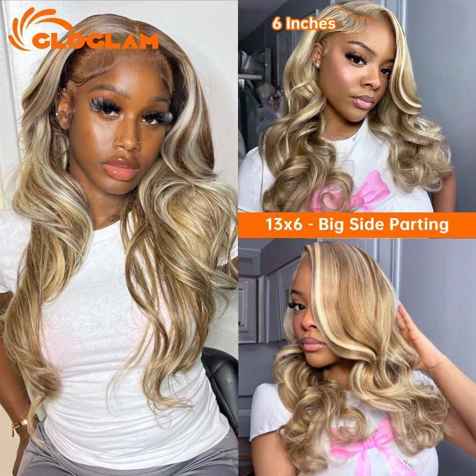 NAMM Body Wave Ash Blonde 13x6 Transparent Frontal Wig Human Hair Pre Plucked Lace Front Wigs