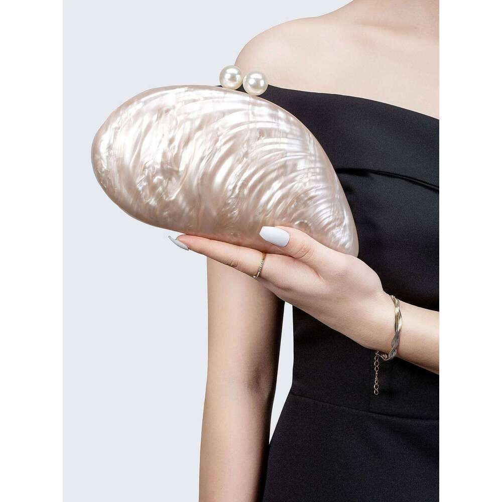 2025 Acrylic Shape Clutch Bags Women Designer Evening Party Cute Purse White Shell Handbag Chain Shoulder Bag Beach