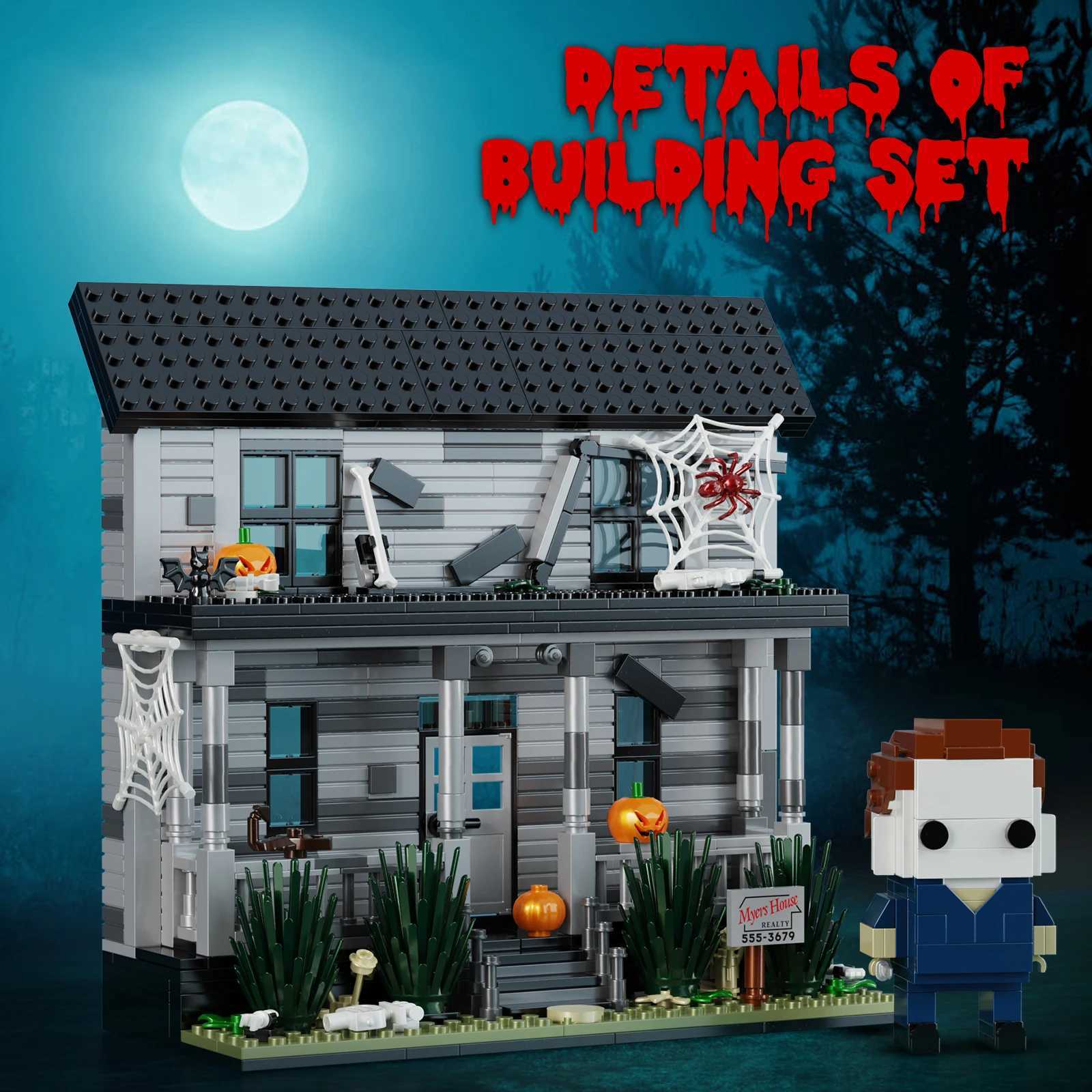 Michael Myers Horror House Building Block Toys Scary Movie Architecture Model Building Block Toys Halloween Gift for Kids Adults Z250607