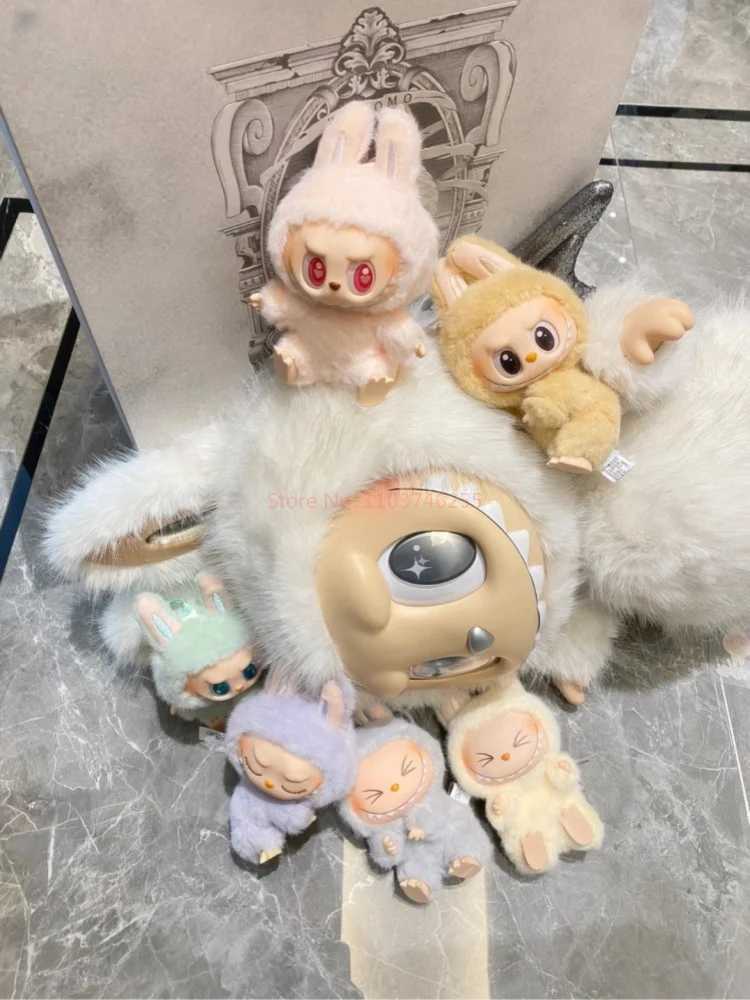 High Quality Anime Labubu Have A Seat Series Pendant Flocking Doll Model Toy Cute Monster 1 1 Replica Keychain Toy Birthday Gift Z250607