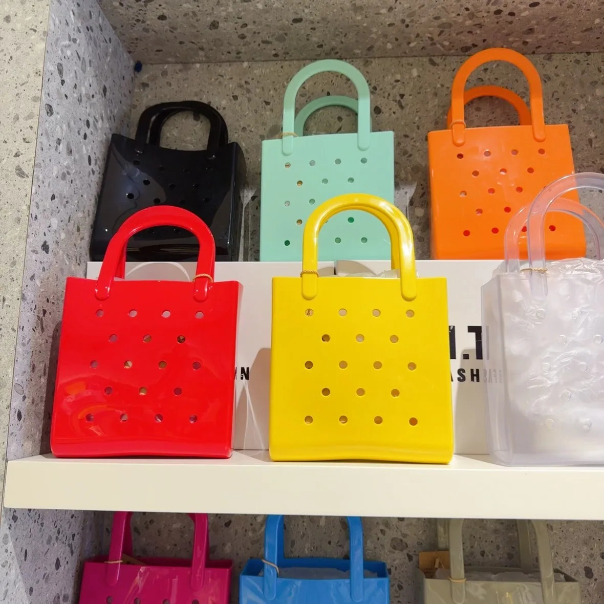 Small PVC Beach Tote Bag Fashion Mommy Diaper Storage Baskets Summer Rubber Tote Solid Color Jelly Beach Bags Sundries Organizer 250603