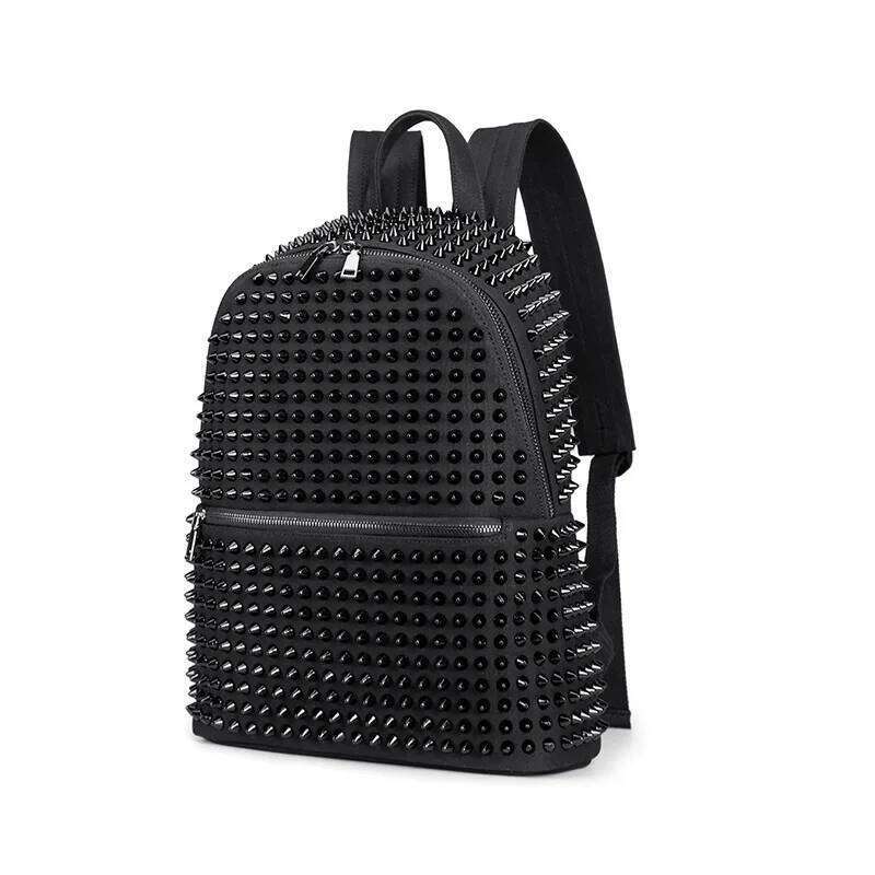 Designer Bag JIEROTYX Fashion Female Women Backpacks Rivet Black Soft Washed Leather Bag Schoolbags Girls Punk Bags Travel Zipper Drop Ship