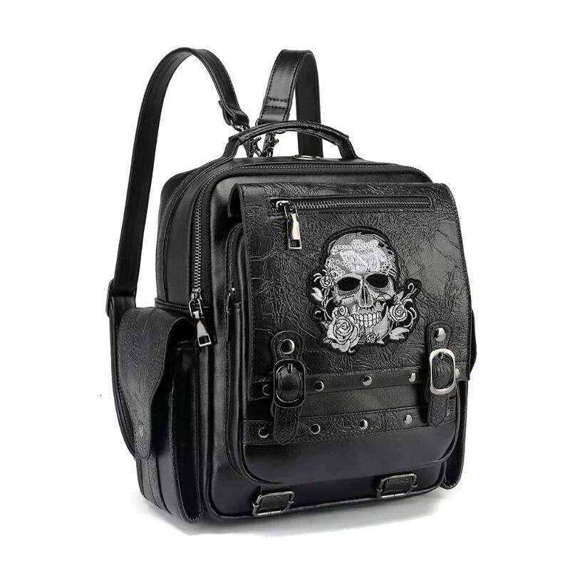 Designer Bag Goth Style Large Capacity Women S Backpack Skull Decoration Computer Bag Multi Function Unisex Waterproof