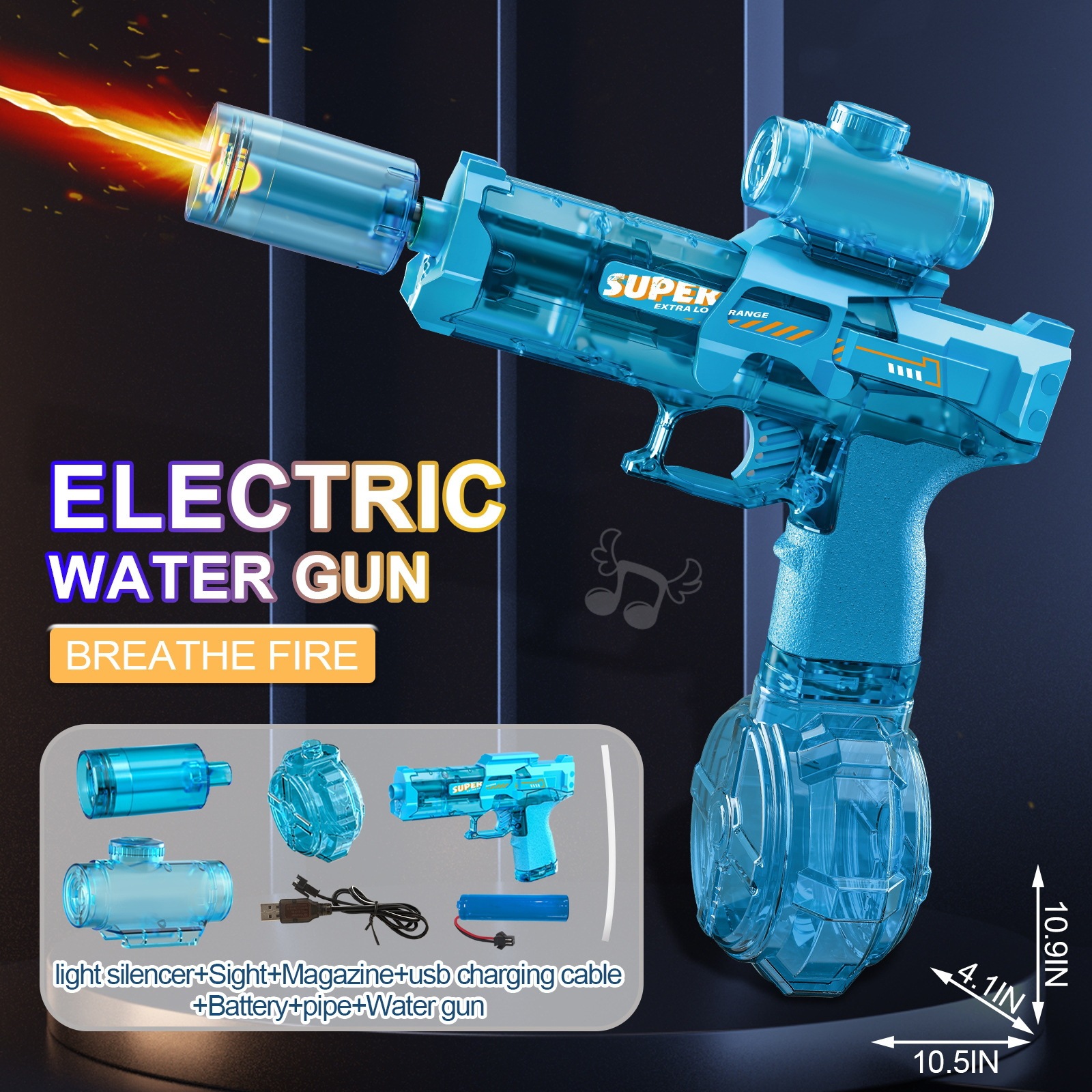 Electric continuous firing intelligent reloading fire special effect water gun, a cooling wonder for boys and girls in summer
