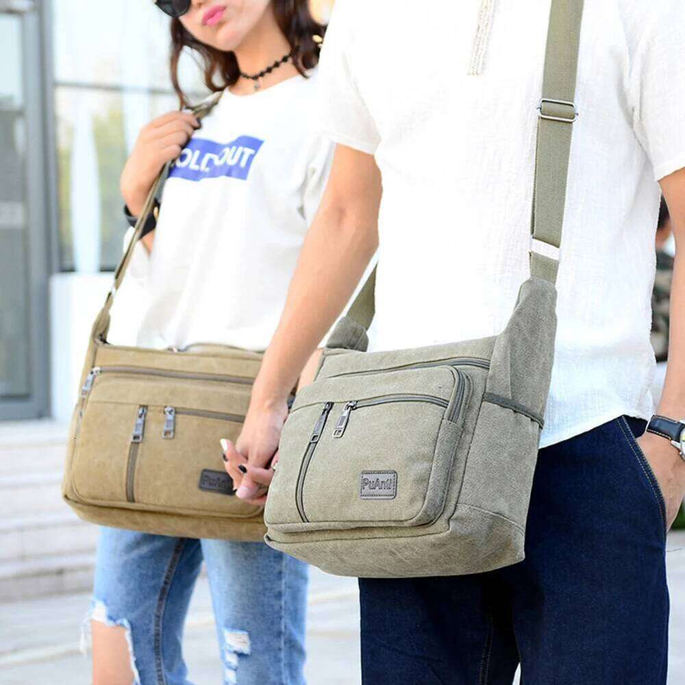Men Travel Crossbody Large Capacity Canvas Outdoor Shoulder Wear-Resistant Casual Messenger Work School Bag for Male