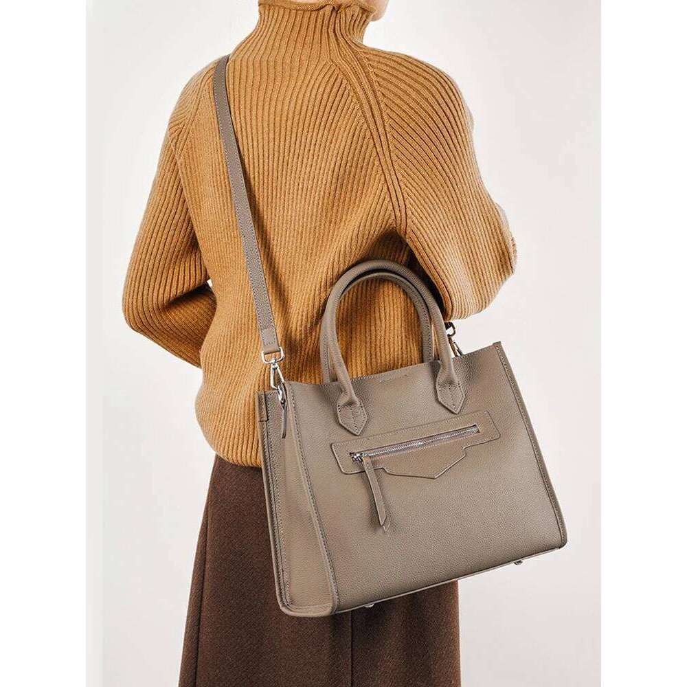 Zency 2024 Women Handbag Vintage Genuine Leather Shoulder Bag Ladies Crossbody Simple Top Handle For Work Designer Big Bags