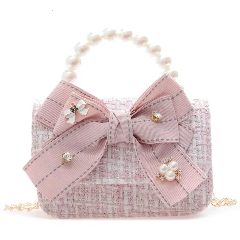 Fashion Mini Cute Princess Handbags Girl Classic Coin Purse Tweed Handbag Children Wallet Kid Money Bag Baby Shoulder Chain Bag 250605