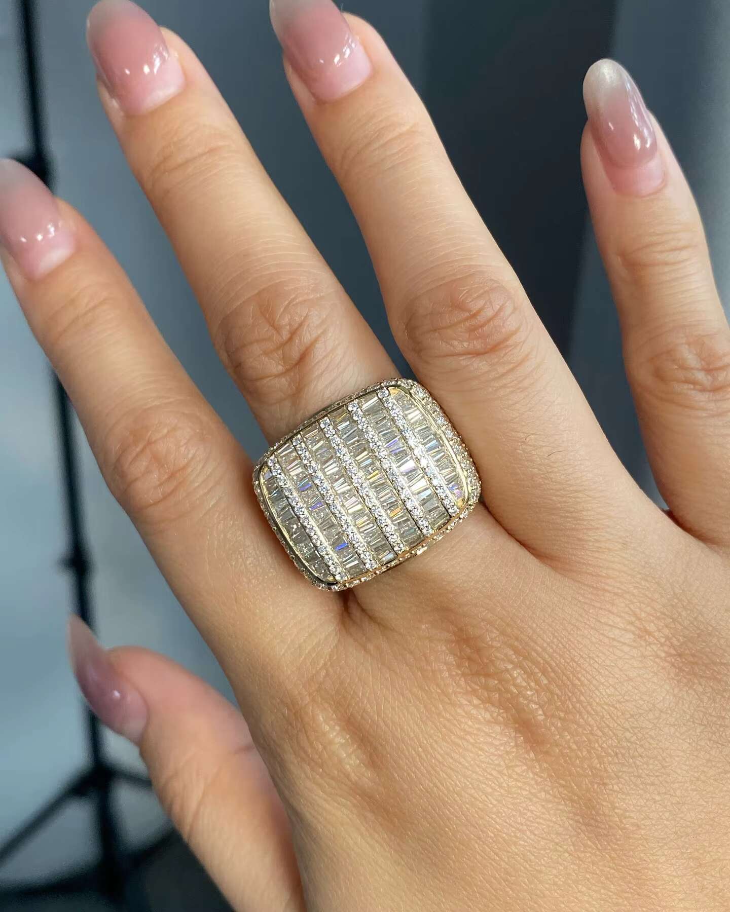 Lab Created Hip Hop Diamond Ring With Vvs Clarity Formed In 925 Sterling Silver Stylish Hot Selling Popular Wholesale Bling Ring