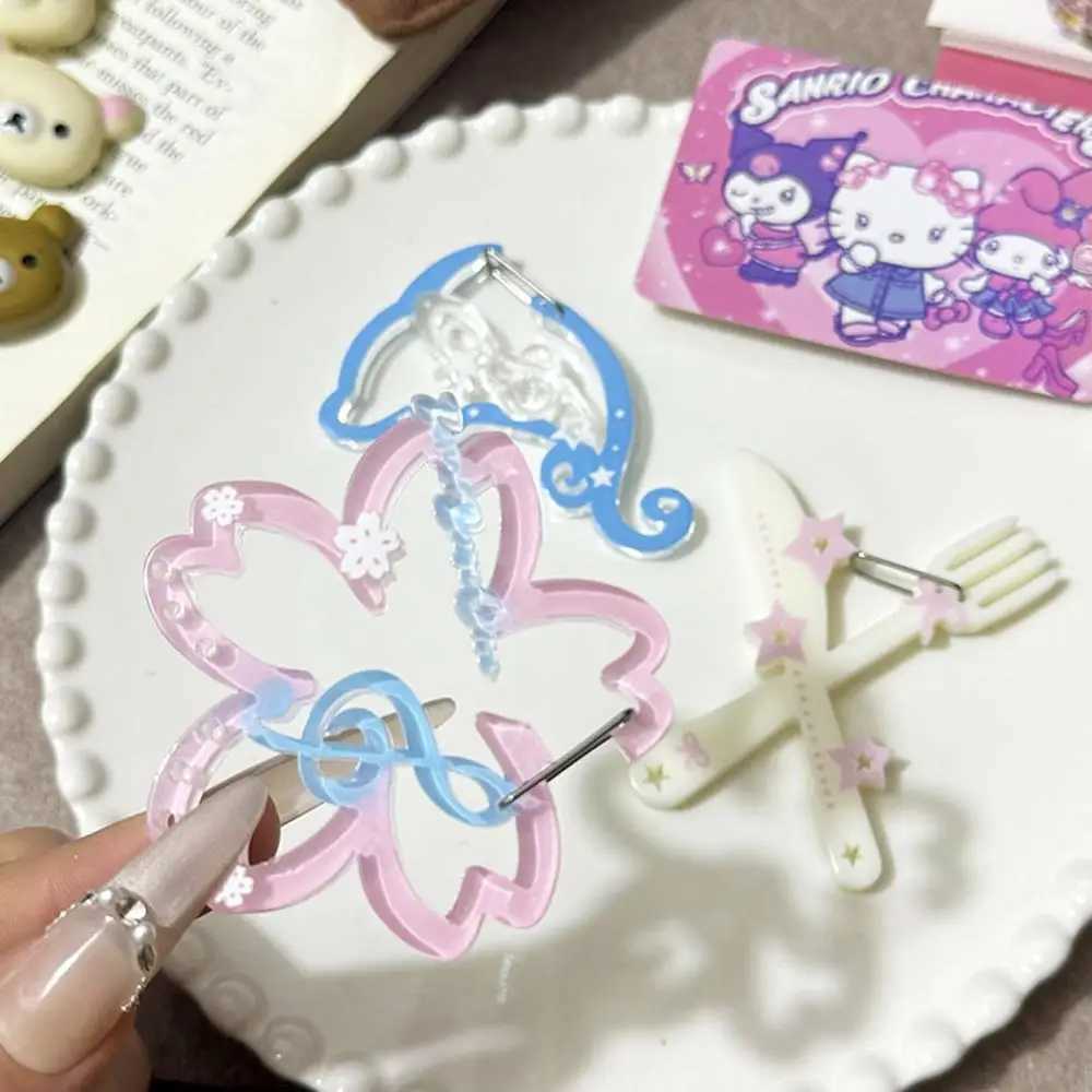 HOT Cartoon Cute Dolphin Cat Acrylic Charm Carabiner Korean Style Musical Notes Keychain Backpack Hanging Decoration Accessories XJ250607
