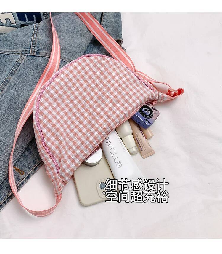 Simple Design Women's Plaid Hobos Shoulder Versatile Female Nylon Crossbody Bags Travel Girls Underarm Bag Handbags Purse