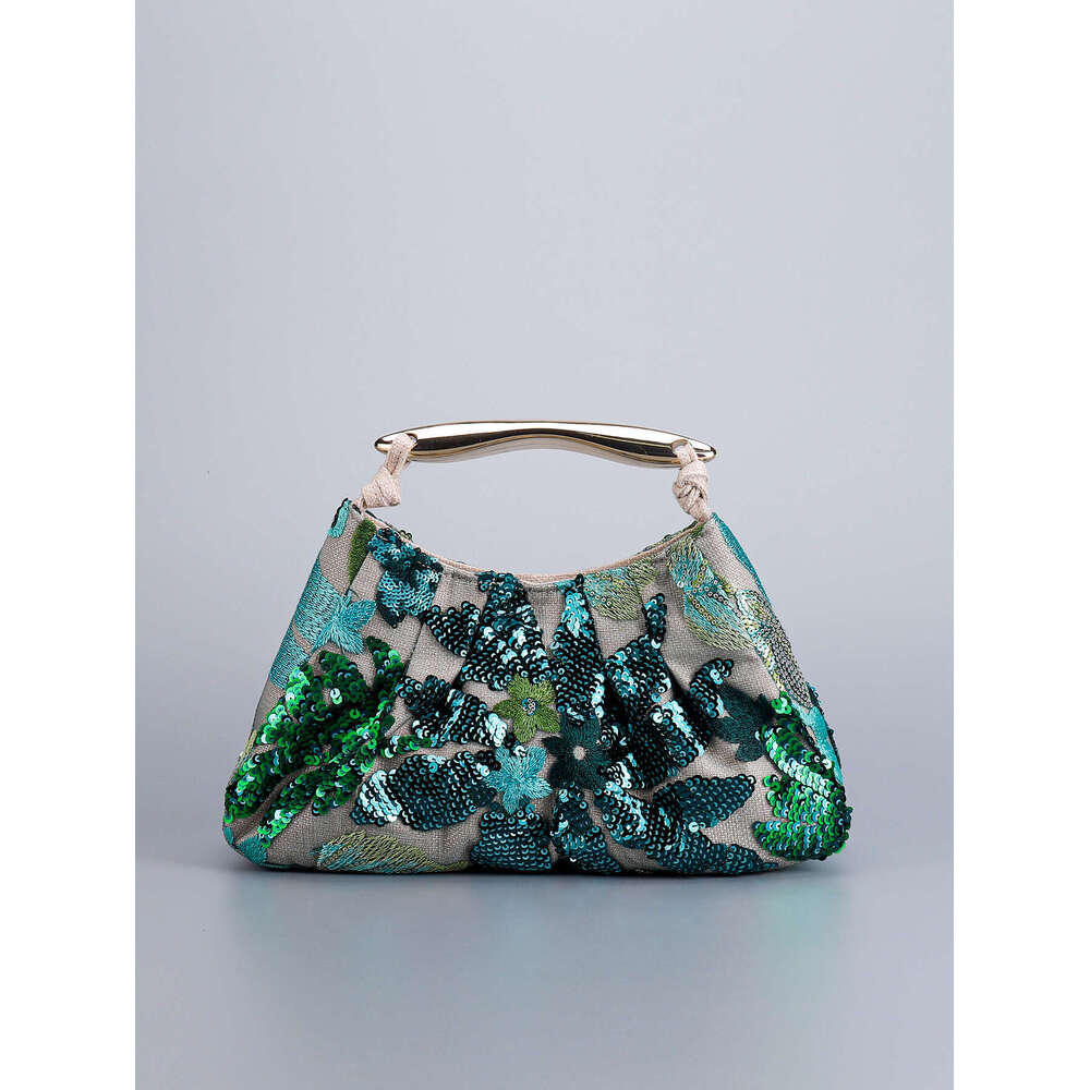 Women's Unique Evening Bag Pleated Handbag 2025 New High-End Shark Fin Sequin