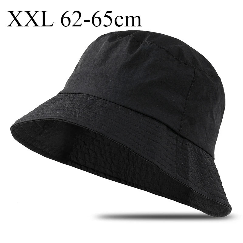Quick Drying Large Size XXL Black Bucket Hats Men Big Head Breathable Sun Hat Waterproof Fisherman Cap Summer XL 62 65 250605