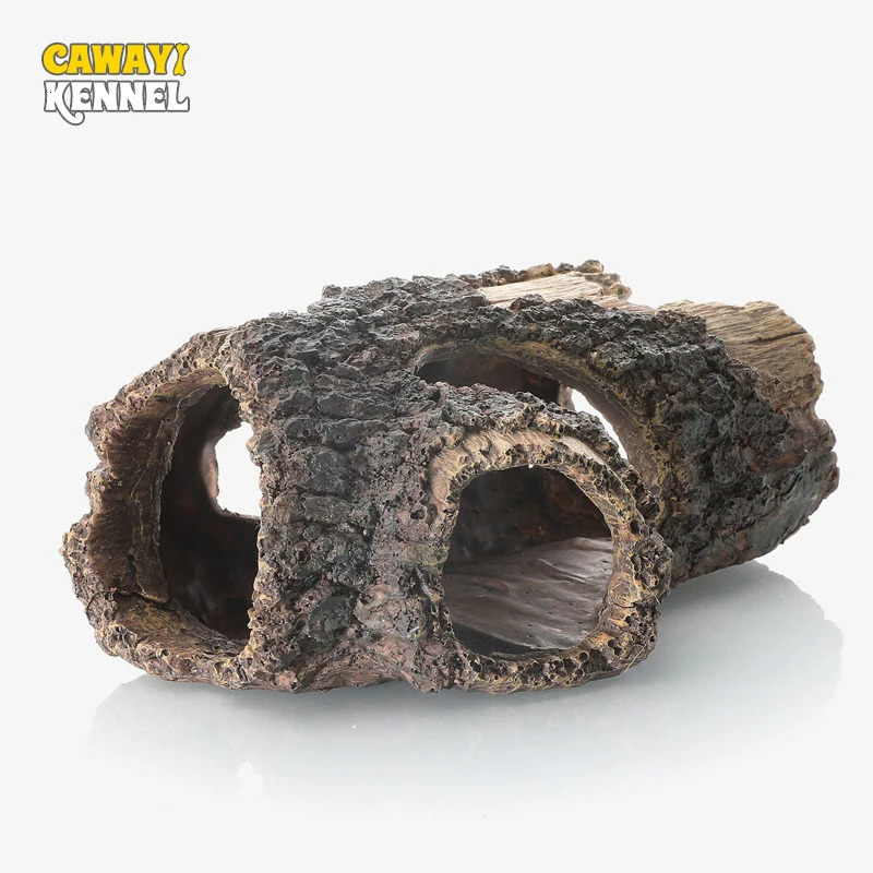 Random Color Creative Fish Tank Decoration Landscaping Resin Wood Barrel Tree Debris Shape Aquarium Resin Home Crafts Ornaments 250604