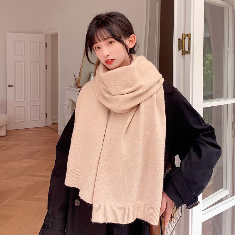 EEEE solid color cashmere scarf for women autumn and winter new cashmere student scarf simple and versatile thick warm neck scarf