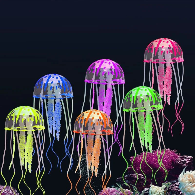 Colorful Artificial Glowing Effect Silicone Vivid Jellyfish Fish Tank Aquarium Decor Submarine Ornament Decoration Aquatic Pet 250604