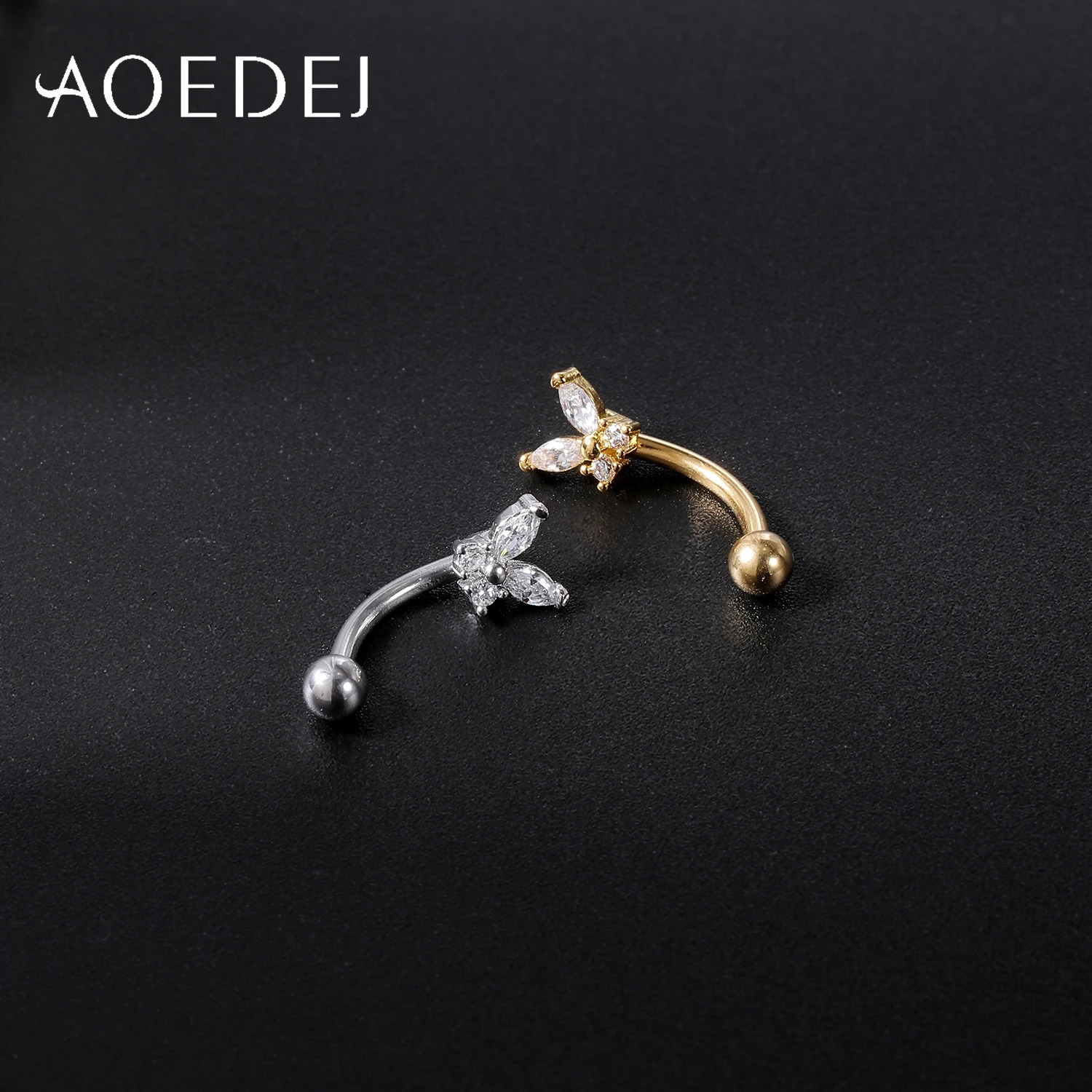 AOEDEJ 1 Piece Stainless Steel 16G Eyebrow Stud 810MM Piercing Star Moon Butterfly Shape Labret Lip Piercings Jewelry 250606