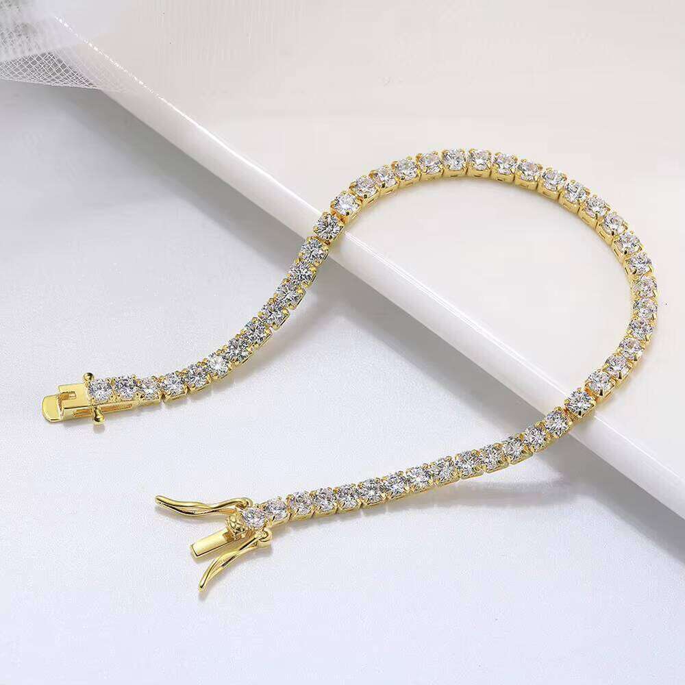 RINNTIN SB94 3mm Cubic Zirconia Sterling Sier Bridal Wedding Jewelry for Women and Men 3A Straight Pull Tennis Bracelet