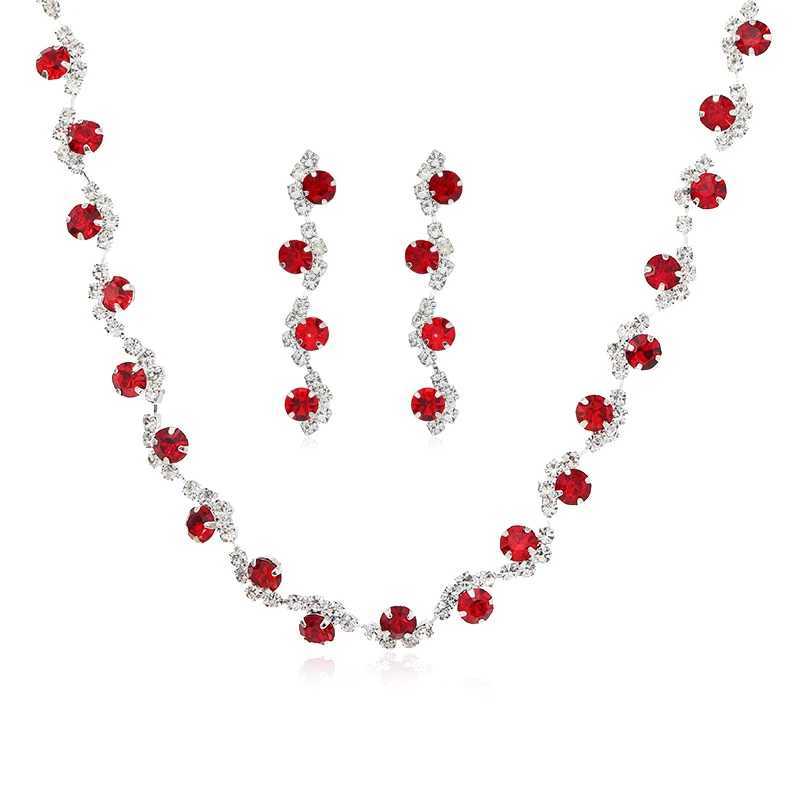 3 PCS Hot Selling Autumn and Winter Exquisite Colorful Rhinestone Necklace Earring Set Simple and Versatile Collar Chain Neckcha Z250607