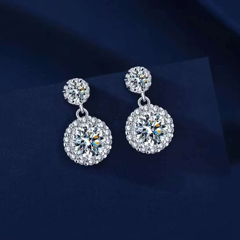 High Quality 1ct VVS1 D Color Cut Moissanite Diamond Stud Earrings Luxury 925 Sterling Silver Design for Women