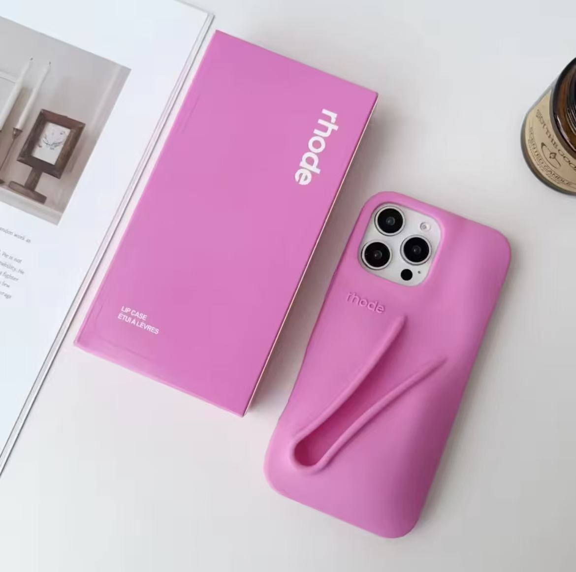 Hot Rhode Lip Gloss Silicone Phone Case for iPhone 11 12 13 14 15 16 Pro Max 16E Cases With Box Lip Gloss Holder Lipstick Design