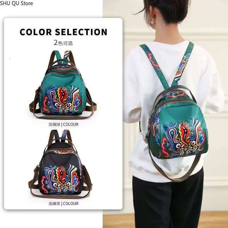 2025 Spring New Designer Printed Waterproof Oxford Fabric Ladies Backpack Large Capacity Travel Bag Bolso Mujer