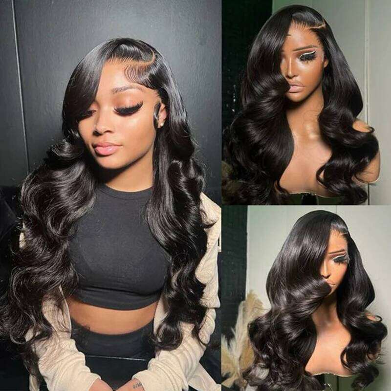 NAMM 100% Brazilian Remy Body Wave 13x4 13x6 Transparent Lace Front Wig Human Hair Pre Plucked Wigs For Women 180% Density
