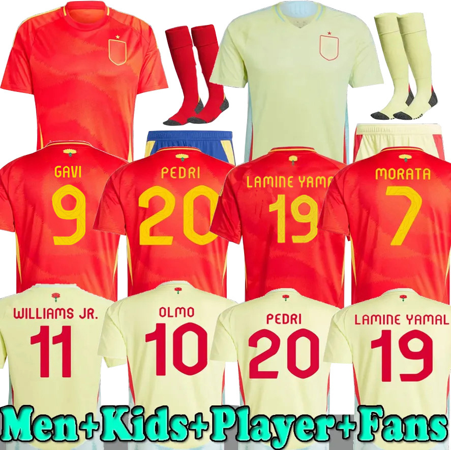 24 25 26 Spain soccer jerseys LAMINE YAMAL PEDRI WILLIAMS JR 2024 2025 Espana jersey MORATA CARVAL fans Player OLMO FERRAN RODRIGO GAVL football shirt men kids kits