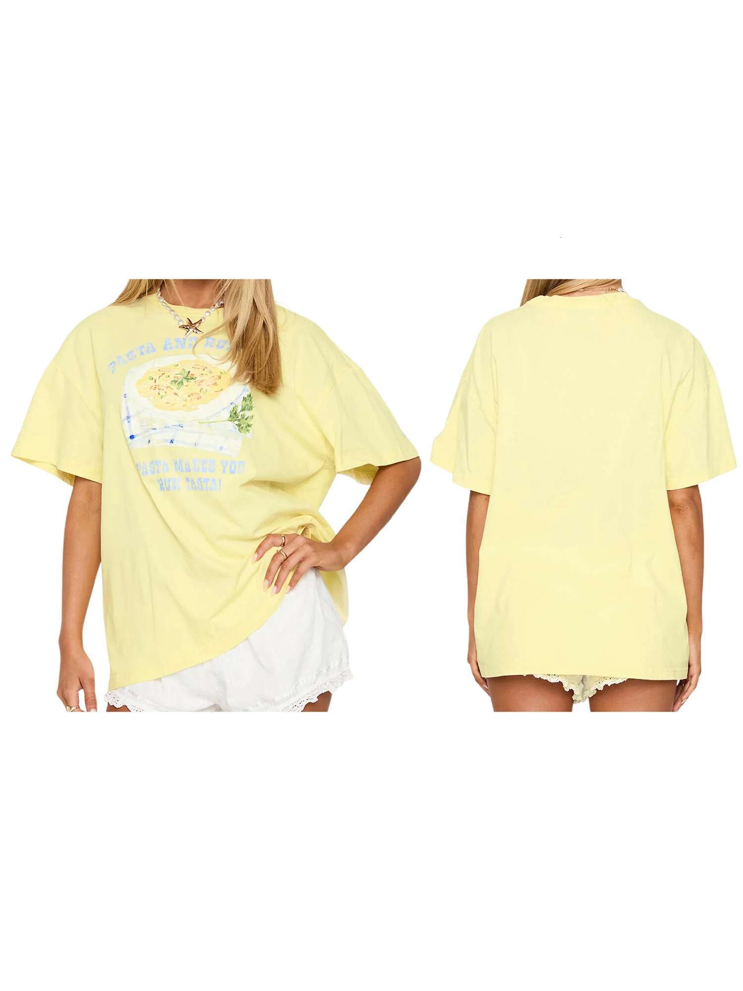 Womens T-shirt Round Neck Short Sleeve Avocado Print Summer Loose Tops for Casual Daily Wear and Relaxation