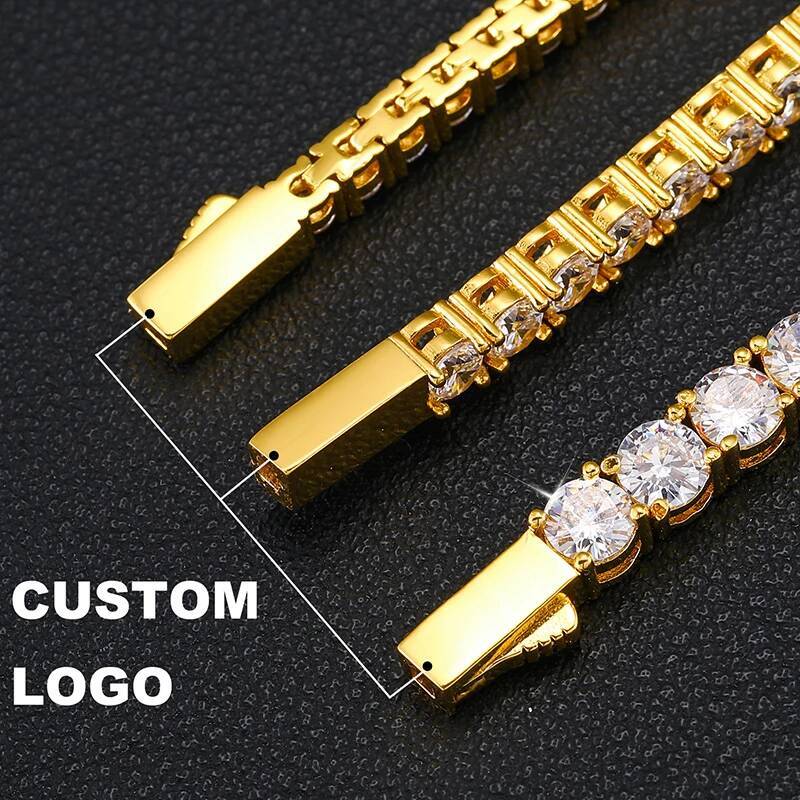 2-5mm Real Moissanite Tennis Bracelet For Women Christmas Gift Platinum Plated 100% Sterling Sier Wedding Jewelry Hip Hop