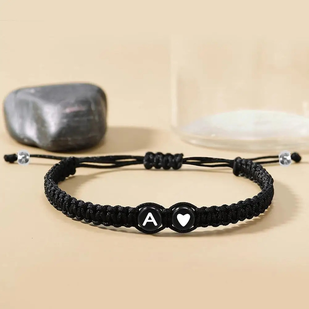 26 Letters Initial Heart Bracelets Handmade Adjustable AZ Name Braided Bracelets For Women Men Friendship Jewelry Gifts 250528