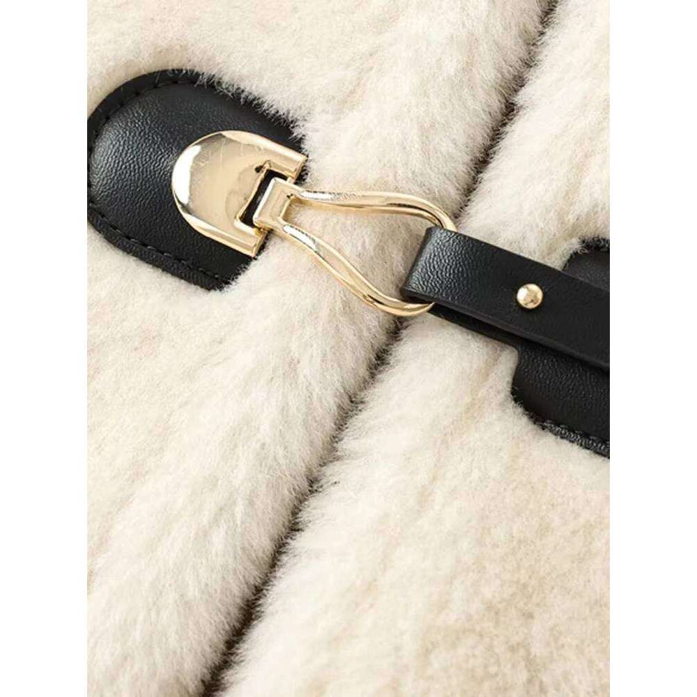 TRZA-Thick Warm Faux Fur Jacket for Women luanyun Long Sleeve Coat, Front Toggle, Female Outerwear, Chic Tops, Fashion