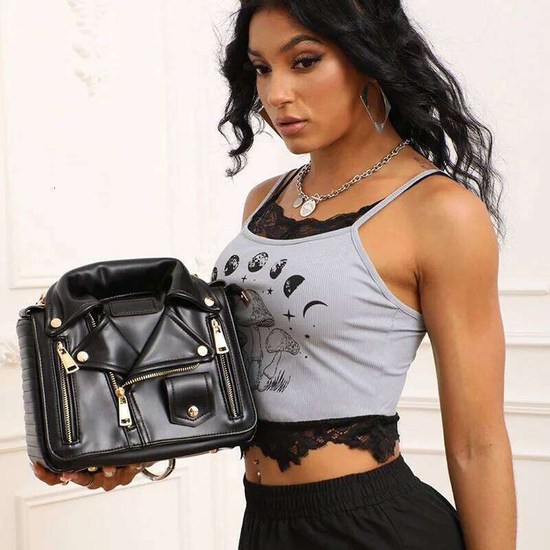 2025 European And American Style Women's Jacket Shape Design Handbag Microfiber Shoulder Cover Houndstooth Crossbody Bag