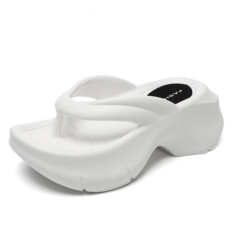 Black White Wedge Flip Flops for Women 2024 Summer Thick Bottom Non Slip Beach Slippers Woman Clip Toe Chunky Platform Sandals 250605