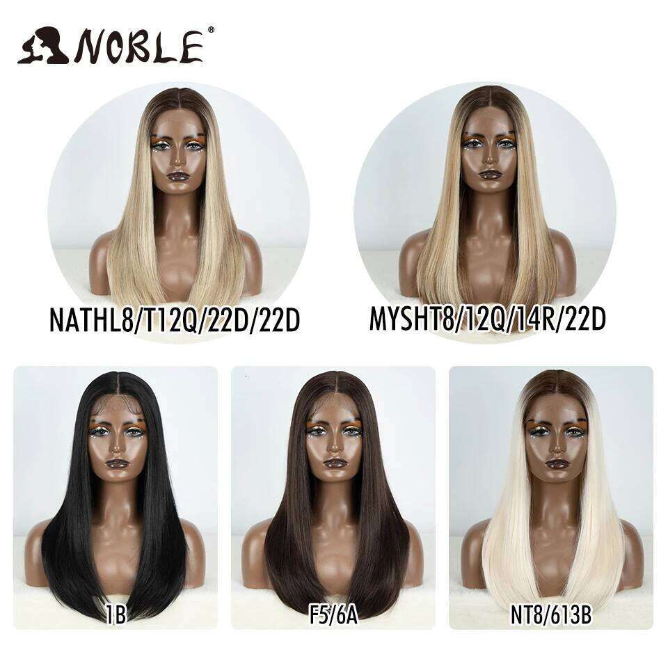 NAMM Noble Lace Front Straight Baby Synthetic Hair 22" Brown Bob For Women Cosplay Wig