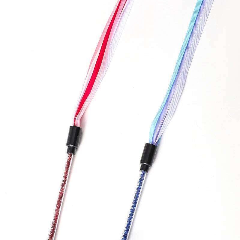 Interactive Cats Toys Long Satin Ribbon Rod Kitten Playing Teaser Wand Cat Stick Toy