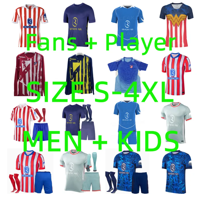 24 25 26 Atletico MadridS R.DE PAUL soccer jerseys 2025 2026 Player version KOKE J.ALVAREZ M.LLORENTE Sorloth Correa GRIEZMANN camiseta football shirts men kids kit