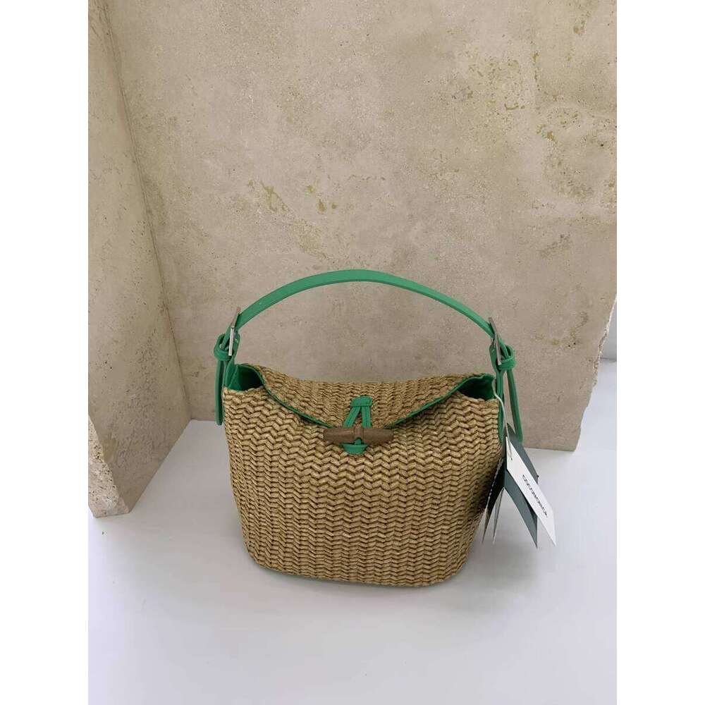 Straw Small Square Patchwork Color Block Handbag New Shoulder Pastoral Style Woven Casual Vacation Bag