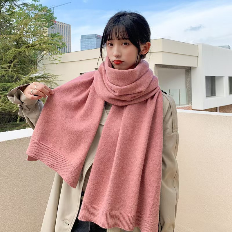 EEEE solid color cashmere scarf for women autumn and winter new cashmere student scarf simple and versatile thick warm neck scarf