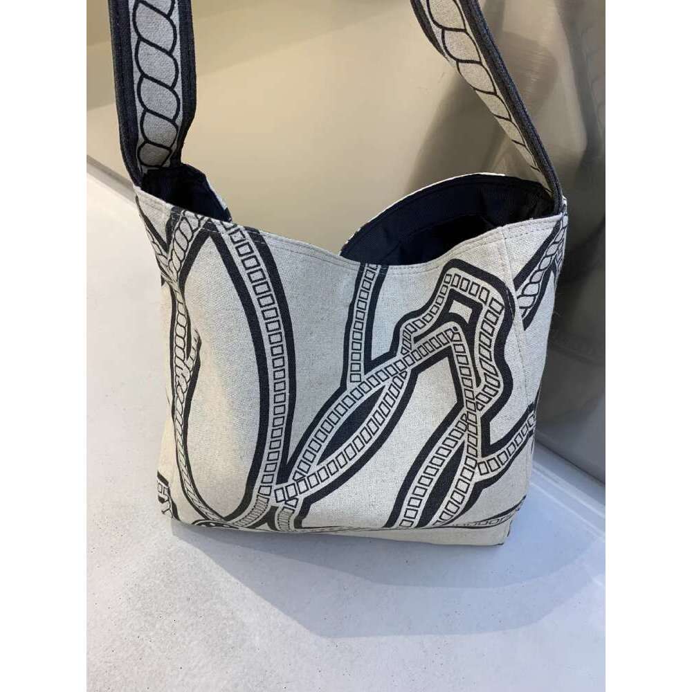 Linen Print Bag New Single Handheld Canvas Designer Shoulder Versatile Fashion